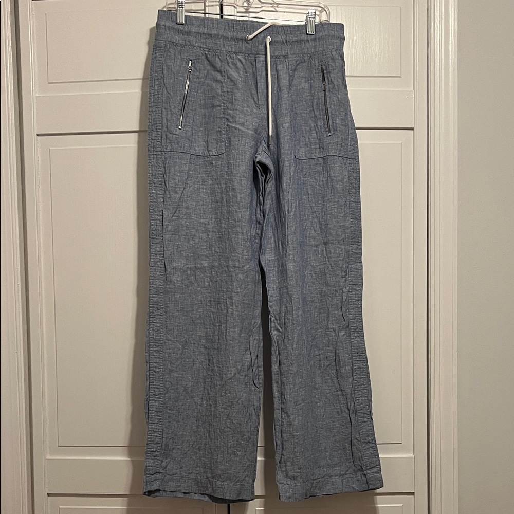 Athleta Chambray Linen  Wide Leg Pants